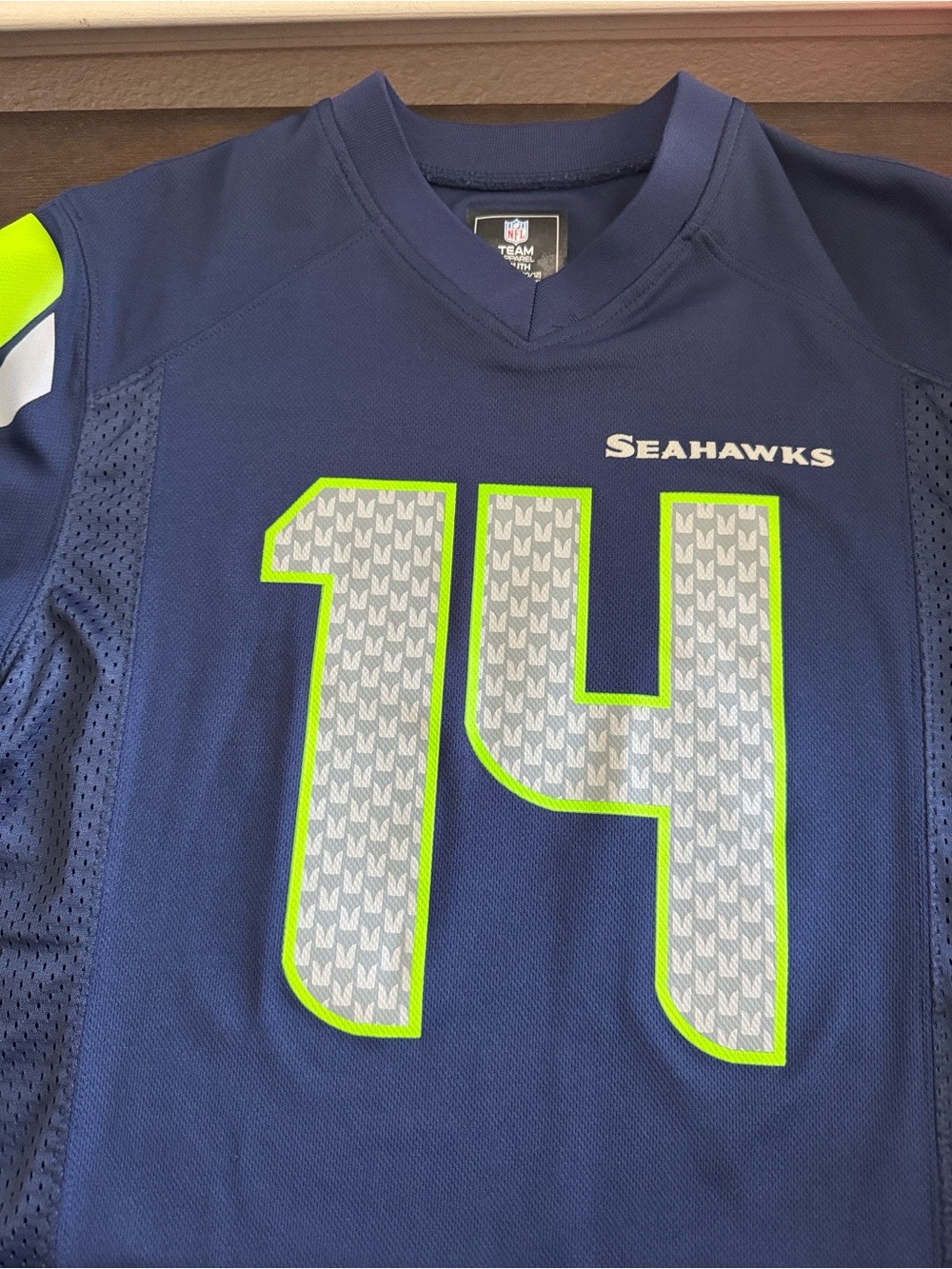 NFL Seattle Seahawks Navy Blue Jersey with Neon Green Accents #14
